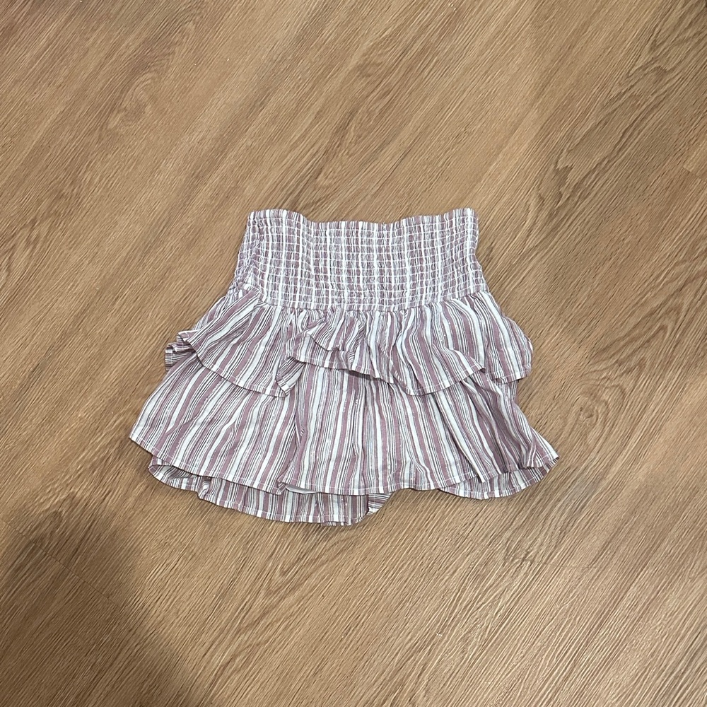 Brownie Purple Striped Ruffle Mini Skirt